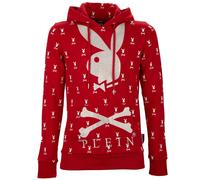 Philipp Plein X Playboy Bunny Felpa con Cristalli Logo Rosso Bianco 08369