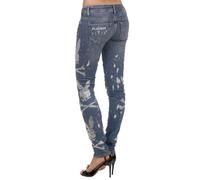 Philipp Plein X Playboy Cristallo Bunny Coniglio Distressed Strass Blu Jeans