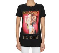 Philipp Plein X Playboy Cristallo Logo 2014 Magazin T-Shirt Nero Fucsia 08489