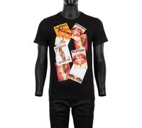 Philipp Plein X Playboy Rivista Cover T-Shirt Mi Cristalli Logo Nero 08406