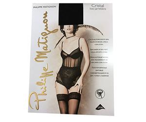 PHILIPPE MATIGNON autoreggenti 30 den nero CRISTAL bas-jarretiere (4-L-101/2)