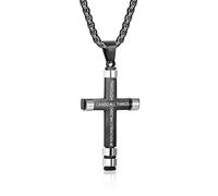Philippians 4:13 - Collana con croce per uomo, con scritta "I CAN DO ALL THINGS e ciondolo in acciaio inox, regalo per ragazzo, Acciaio inossidabile, Nessuna pietra preziosa