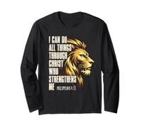 Philippians 4:13 Religious Lion Strengthens Christian Maglia a Manica