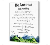 Philippians 4:6-7 Wall Art Canvas Print - Be Anxious for Nothing Religious Decor, Inspirational Scripture for Anxiety Relief, Home Office Church Christian Gift (Unframed,08x12inch(20x30cm))