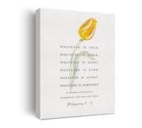 Philippians Bible Verse Floral Modern Canvas Print Whatever is True Whatever is Noble Inspirational Gift for Home Office(Framed,08x12inch(20x30cm))