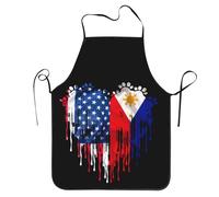Philippines America Hearts Philippinese Flag Donna Uomo Grembiuli da Chef Resistente Grembiule Lavabile in Lavatrice Grembiuli da Barbecue per Parrucchiere Cottura Caffetteria