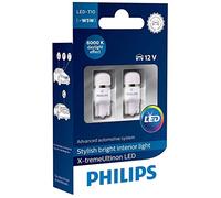 Philips 127996000KX2 X-treme Vision LED T10 6000K CeraLight, Diffusione Uniforme della Luce a 360°