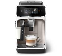 PHILIPS 2300 Macchina Caffè Automatica, 4 bevande, Caraffa LatteGo | Display touch a colori, 4 bevande, SilentBrew: Macinatura 40% più silenziosa, montalatte automatico, bianco cromo (EP2333/40)