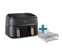 Friggitrice senza olio - PHILIPS - NA352/04 - 9L - Doppio cestello - Touch screen + Accessori - Nero