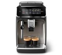 PHILIPS 3300 Macchina Caffè Automatica, 5 bevande, Montalatte | Display touch a colori, 5 bevande, SilentBrew: Macinatura 40% più silenziosa, montalatte manuale, cromato nero (EP3326/90)