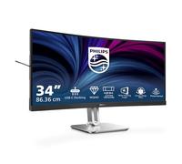 Philips 34B2U5600C - Monitor curvo WQHD da 34 pollici, regolabile in altezza (3440x1440, 120Hz, HDMI, DisplayPort, USB-C (100W PD), RJ45, USB Hub) grigio scuro