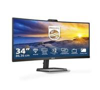 PHILIPS 34E1C5600AM - Monitor curvo WQHD da 34 pollici, webcam, regolabile in altezza, altoparlante (3440x1440, 100Hz, HDMI, DisplayPort, USB-C, Hub USB) nero