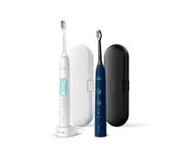 Philips Sonicare ProtectiveClean 5100 4500 series Spazzolini Elettrico Sonici, con custodia da viaggio, confezione da 1 Spazzolino Bianco e 1 Spazzolino Blu HX6851/34