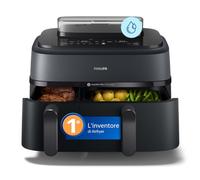 Philips Airfryer 5000 - Friggitrice ad aria Doppio Cestello 9L, Vapore | Doppio Cestello 3L + 6L, Steamfry ad aria o vapore, Pulizia automatica SteamClean, Ceramica PFAS Free, App HomeID (NA550/00)
