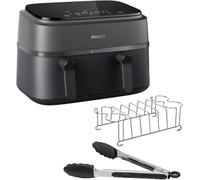 Philips Airfryer Serie 3000 con doppio cestello - Friggitrice ad aria da 9L, Rapid Air, 99% di grassi in meno, kit colazione, risparmio energetico, ideale per tutta la famiglia, HomeID (NA350/03)