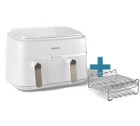 Philips Airfryer Serie 3000 Friggitrice ad aria con doppio cestello da 9.0L + accessorio NA353/14