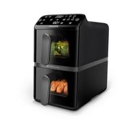 Philips Airfryer Serie 4000, Friggitrice ad Aria Doppio cestello Verticale da 10L, Tecnologia RapidAir, Funzione Sync, Rivestimento in ceramica no PFAS, Finestre, 45% più piccola (NA460/00)