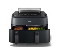 Philips Airfryer Serie 5000 doppio cestello con cottura a vapore - 9L, RapidAir Plus, 19 modalità di cottura, 90% di grassi in meno, AirSteam, pulizia a vapore, accessori (NA550/00)