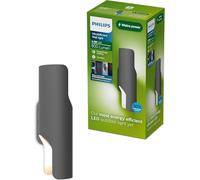 Applique da esterno Philips Fira, 800 lm, 2700 K, PowerShield, IP44 resistente alle intemperie, durevole, alluminio, design moderno, LED integrato, grigio antracite