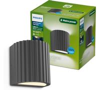 PHILIPS Applique da esterno Zyra, 800 lm, 2700 K, PowerShield, IP44 resistente alle intemperie, durevole, alluminio, design moderno, LED integrato, grigio antracite