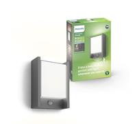 Philips Arbour Applique LED, Lampada da Esterno, 6 W, 750 lm, Luce Bianca Fredda 4.000 K, Resistente a Intemperie IP44, Sensore di Movimento a Infrarossi, LED Integrato, Durevole, Grigio Antracite