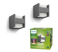 Philips Arbour LED wall light per esterni (6 W), luce esterna resistente alle intemperie con luce bianca calda, illuminazione LED a risparmio energetico, antracite, confezione doppia (forma ad H)