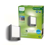 Philips LED Arbour Ultra Efficiente Lampada a Parete per Esterni, Luce Bianca Calda, 3.8W, Sensore di Movimento, IP44, Antracite