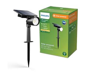 PHILIPS Ashlyn Faretto/Lampada da Parete Solare per Esterni, 2700 K, 150 lm, Nero