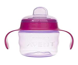 PHILIPS AVENT 200 ML 6 M + bicchiere per imparare a bere con becco, bottiglia per imparare a bere, 1 pezzo (confezione da 1), rosa