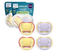 Philips Avent Ultra Start Pacifiers - Design ortodontico, per neonati 0-6 mesi, tettarella simmetrica in morbido silicone, senza BPA, 2 custodie per la sterilizzazione, confezione da 4, SCF087/20