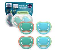 Philips Avent Ultra Start Pacifiers - Design ortodontico, per neonati 6-18 mesi, tettarella simmetrica in morbido silicone, senza BPA, 2 custodie per la sterilizzazione, confezione da 4, SCF087/24