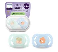 Philips Avent Ultra Start Pacifiers - Design ortodontico, per neonati, tettarella simmetrica in morbido silicone, senza BPA, con custodia per la sterilizzazione, confezione da 2, SCF075/14