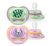 Philips Avent Ultra Start Pacifiers - Design ortodontico, per neonati 6-18 mesi, tettarella simmetrica in morbido silicone, senza BPA, con custodia per la sterilizzazione, confezione da 2, SCF087/13