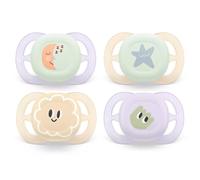 Philips Avent - Ciuccio da 0 a 2 mesi, ultra start Day & Night, set di 4 ciucci per neonati da 0 a 2 mesi, senza BPA, con contenitore per sterilizzazione/trasporto incluso