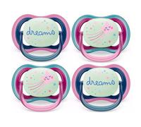 Philips Avent Ciuccio Ultra Air Night per neonati, da 6 a 18 mesi, 4 pezzi, contenitore per trasporto e sterilizzazione, 6-18 m