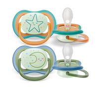 Philips Avent - Ciuccio ultra air Nighttime, senza BPA, traspirante, per bambini dai 18 mesi in su, con scatola per il trasporto e la sterilizzazione (SCF376/23)