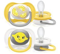 Philips Avent Ciuccio Ultra Air Per 6-18 Mesi, Ortodontico E Senza Bpa, 2 Pezzi, Custodia Da Trasporto/sterilizzazione Inclusa, Scf080/18, color Giallo E Arancione