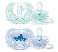 Philips AVENT CIUCCIO ULTRA SOFT SCF222/01 - Il ciuccio morbido per la pelle sensibile del tuo bambino, lo scudo morbido e flessibile si adatta alle curve delle guance del bambino.