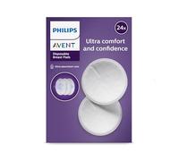 Philips Avent Coppette assorbilatte monouso - Nucleo a triplo strato, a prova di perdite, texture morbida a nido d’ape, ultra sottili e discrete, confezionate singolarmente, 24 pezzi, SCF254/24