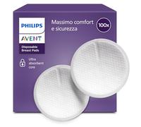 Philips Avent Coppette assorbilatte monouso - Nucleo a triplo strato, a prova di perdite, texture morbida a nido d’ape, ultra sottili e discrete, confezionate singolarmente, 100 pezzi, SCF254/13