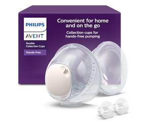 Philips Avent Hands-free Double Collection Cups, coppette di raccolta ultraleggere e trasparenti per tiralatte elettrico, 4 coppe per il seno 2 da 21 mm, 2 da 24 mm, 2 inserti da 19 mm, SCF439/01
