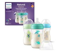 Philips Avent Natural Response Baby Bottle da 260°ml (9 oz) con tettarella a flusso medio (flusso 3), confezione da 3, con design tropicale, SCY903/73