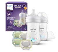 Philips Avent Natural Response set regalo per bambini: 2 biberon Natural Response da 260 ml con tettarella flusso 3 (1m+), 4 ciucci ultra air (modello SCD837/13)