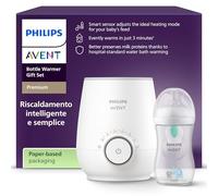 Philips Avent Scaldabiberon Set regalo - Scaldabiberon veloce e biberon Natural Response, controllo temperatura smart, riscaldamento uniforme, spegnimento automatico, SCF358/10