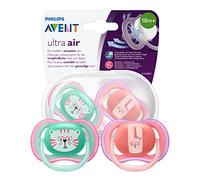 Philips Avent SCF349/15 2 Succhietti Ultra-Air, 18 Mesi +, Femmina, Verde/Rosa