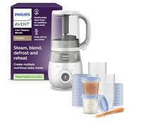 Philips Avent SCF883/01 EasyPappa Plus 4 in 1 Cuocipappa Multifunzione con Set Vasetti SCF721/20 per la Conservazione delle Pappe, 20 Pezzi