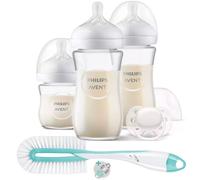 Philips Avent Set di bottiglie di vetro Natural Response: 2 bottiglie di vetro da 240 ml, bottiglia di vetro da 120 ml, ciuccio da 0 a 6 m e spazzola