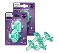 Philips AVENT Soothie - Ciucci ortodontici per bambini, 100% silicone, un pezzo, senza BPA, per bambini da 0 a 3 mesi, verde, confezione da 4, modello SCF190/41