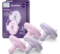 Philips Avent Soothie Ciuccio Baby - Ciuccio 100% silicone per bambini 0-3 mesi, design monopezzo, senza BPA, extra resistente, lilla e rosa, confezione da 4, modello SCF190/70