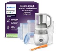 Philips Avent Steamer Blender Gift Set - EasyPappa 4 in 1, cuoci a vapore, frulla, scongela e riscalda facilmente le pappe, con vasetti e coperchi, SCF883/20